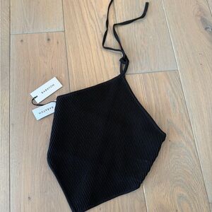 Aritzia Babaton Black Rohe Sculpt Knit Halter Top